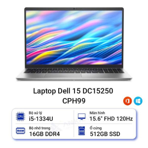 Laptop Dell 15 DC15250 CPH99 ( Core i5-1334U/ 16GB/ 512GB/ 15.6'' FHD 120Hz/ Win 11 + Office/ Bạc)